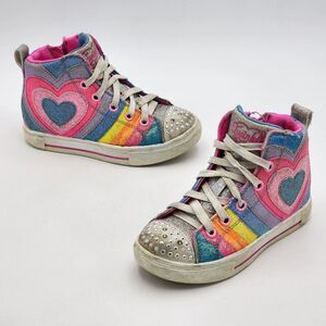 Skechers Kids Twinkle Toes Rainbow Heart Pop Light Up Sneakers Toddler's Size 11